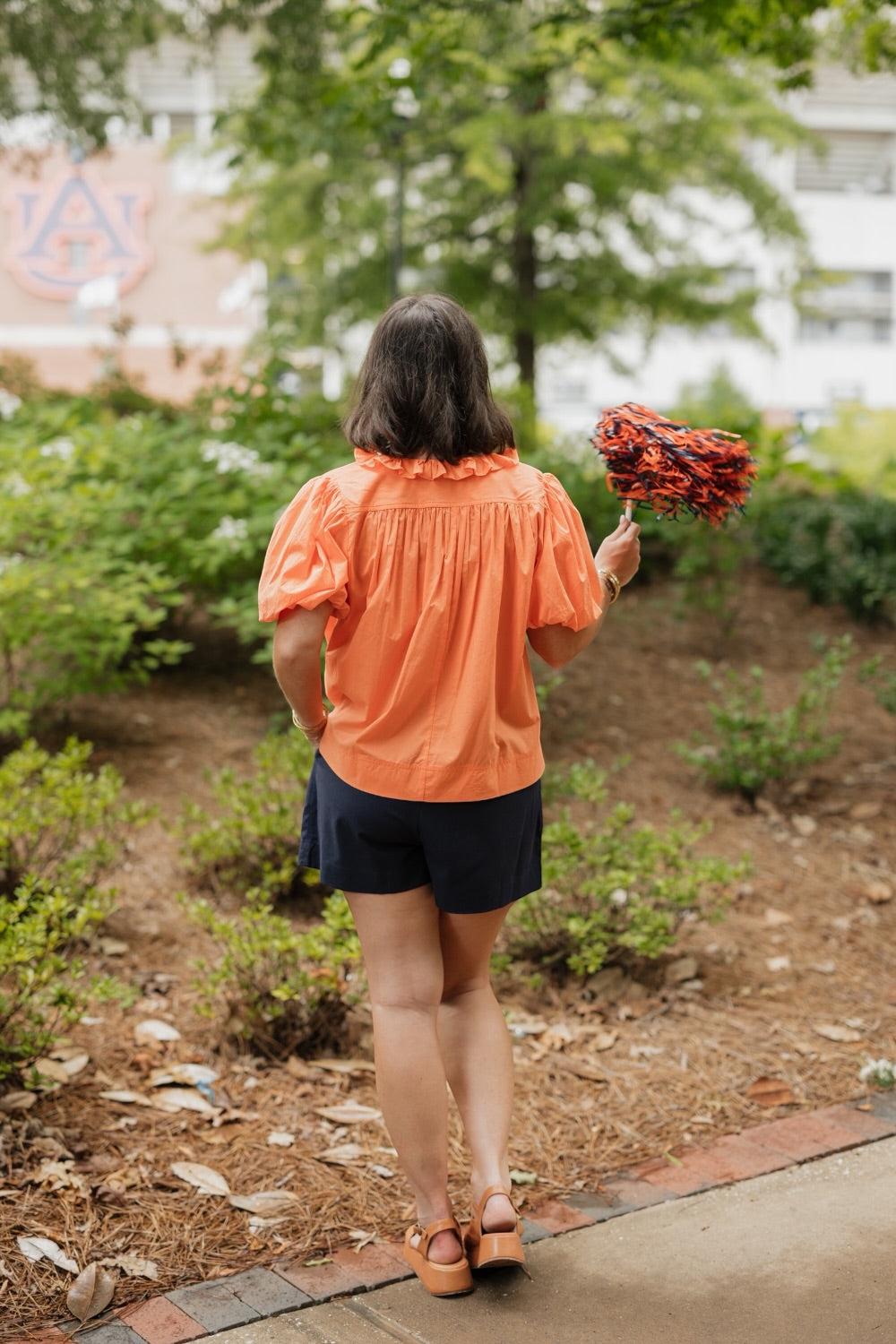 Patti Ruffled Neck Soft Orange Blouse