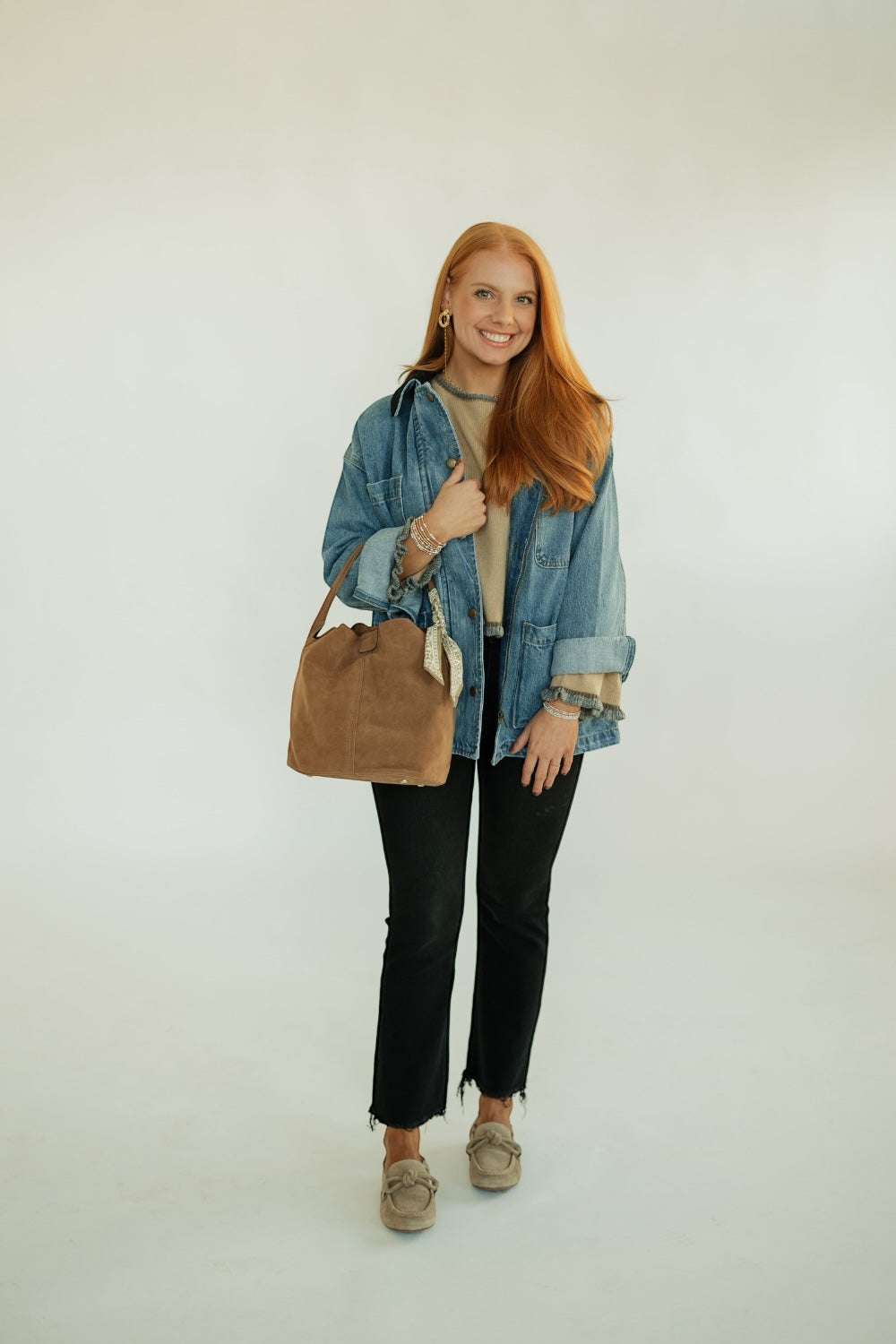 Denim Corduroy Collar Barn Jacket