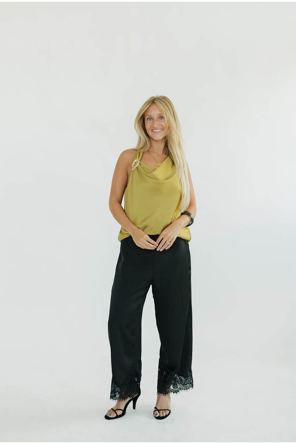 Hannah Chartreuse Satin Halter Top (XS-XL)