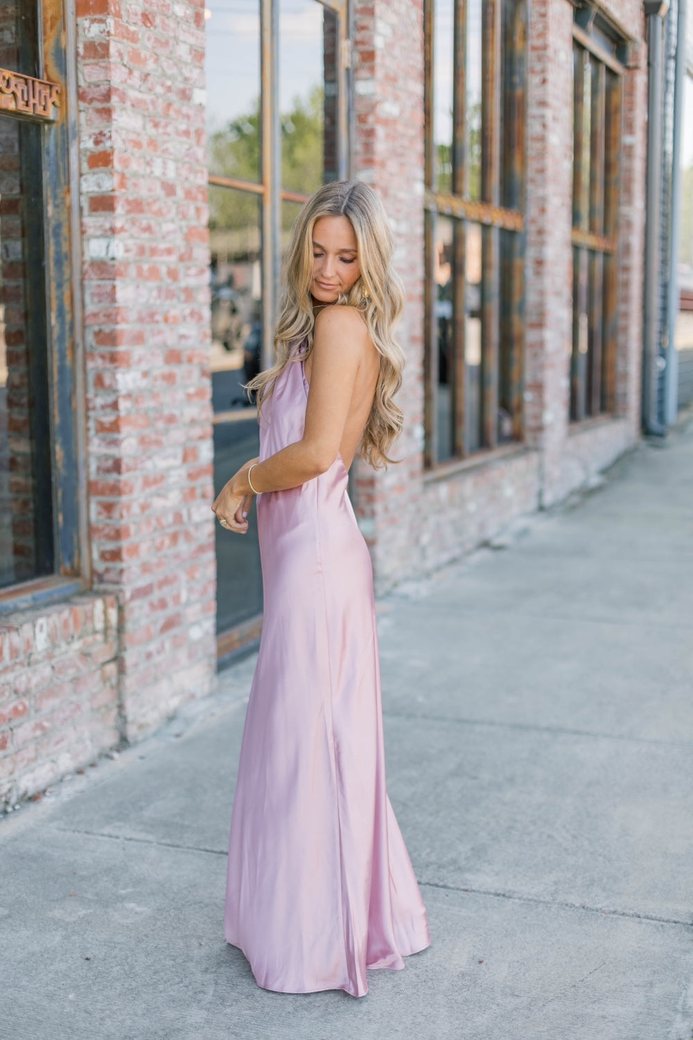 Gia Mauve Satin Midi Dress