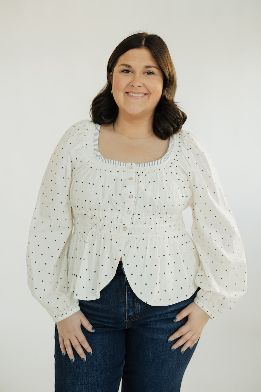 Polly Polka Dot Poplin Top (XS-XL)