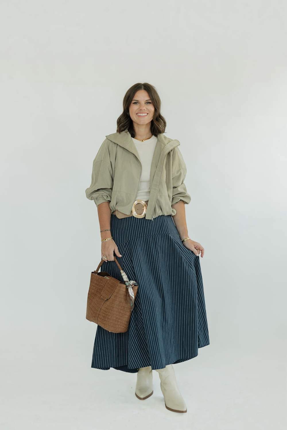 Miriam Navy Stripe Maxi Skirt