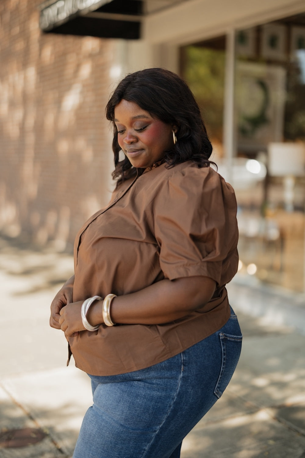 Cammie Brown Button Down Top (S-2XL)
