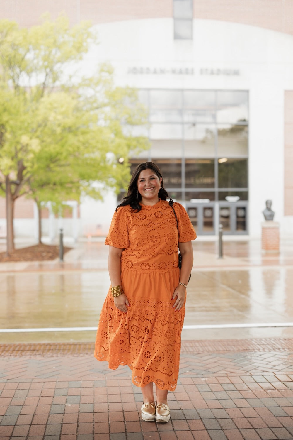 Ginger Eyelet Smocked Waist Midi Skirt (S-XL)
