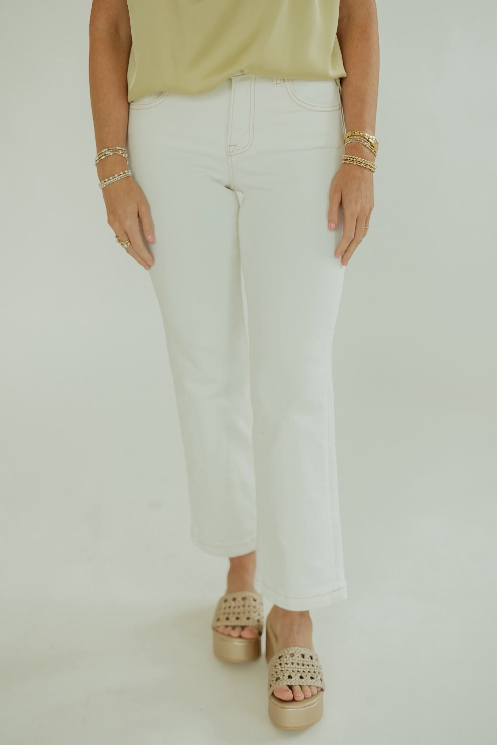 Cream Tummy Control Mid Rise Straight Leg Jean (0-22)