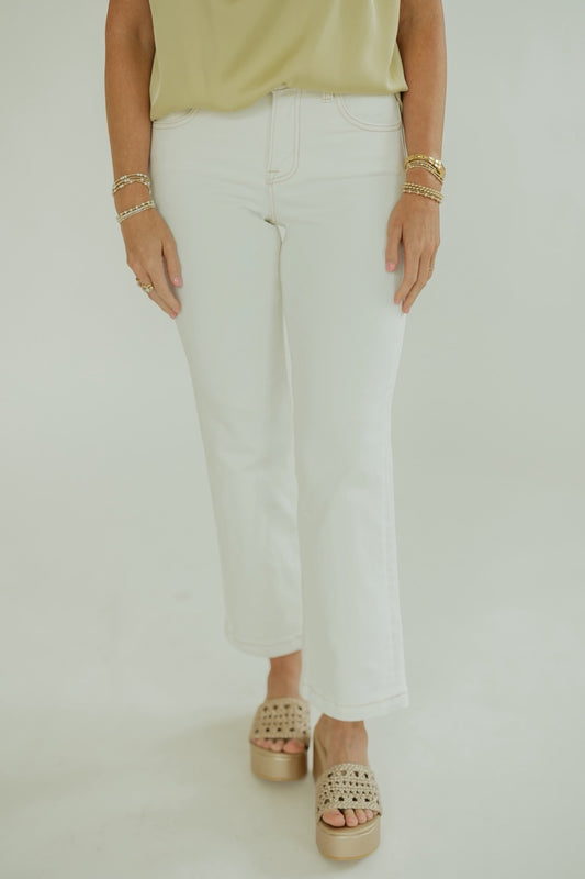Cream Tummy Control Mid Rise Straight Leg Jean (0-22)