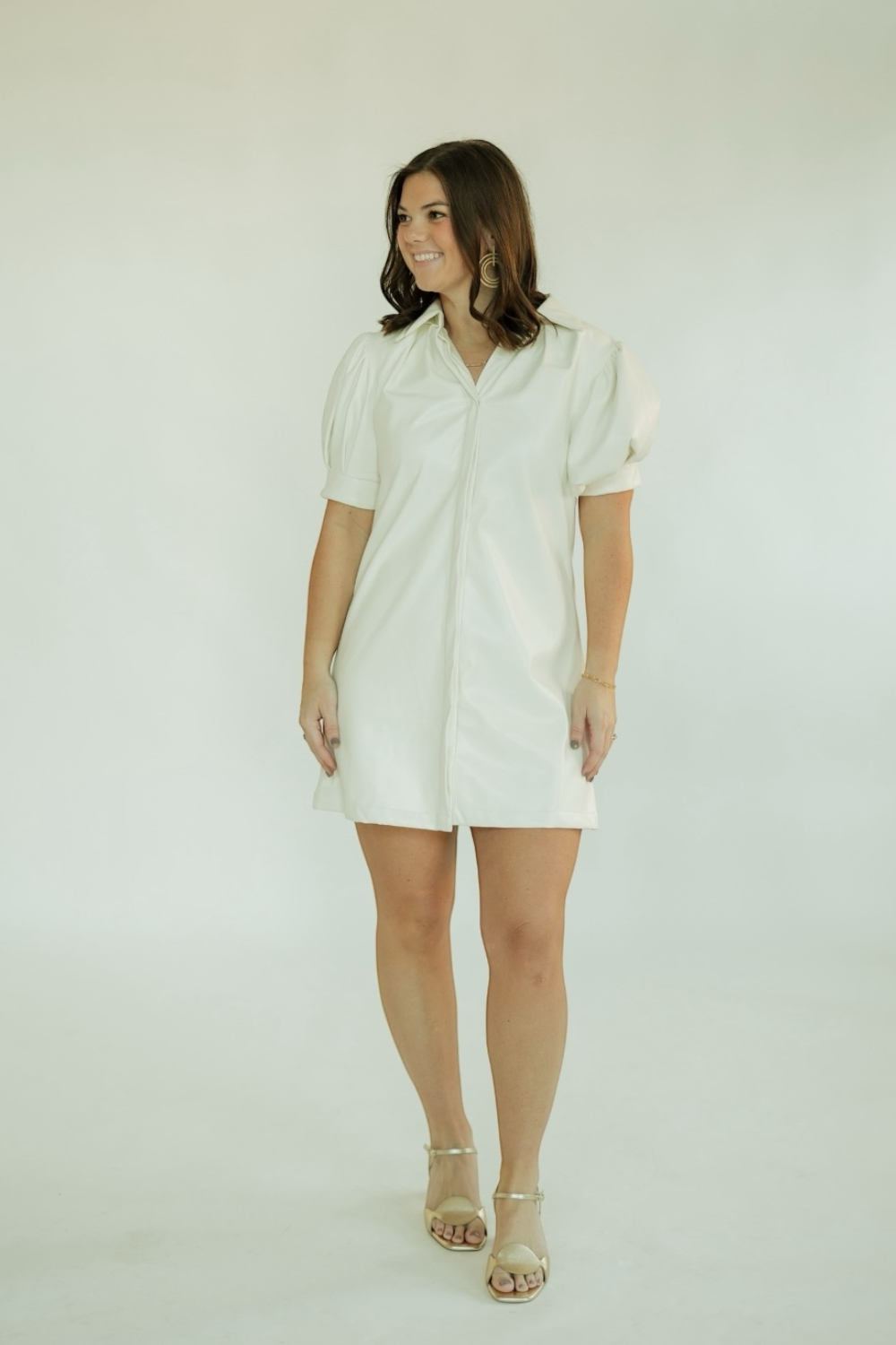 Vivienne White Leather Mini Dress