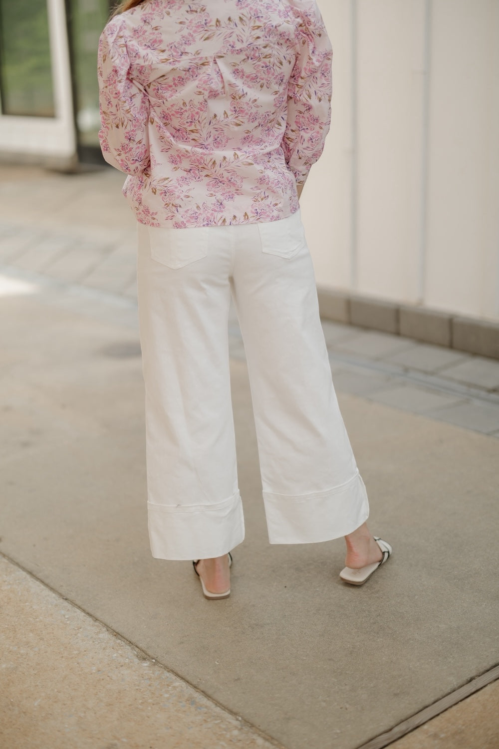 Cuffed Bottom White Jeans