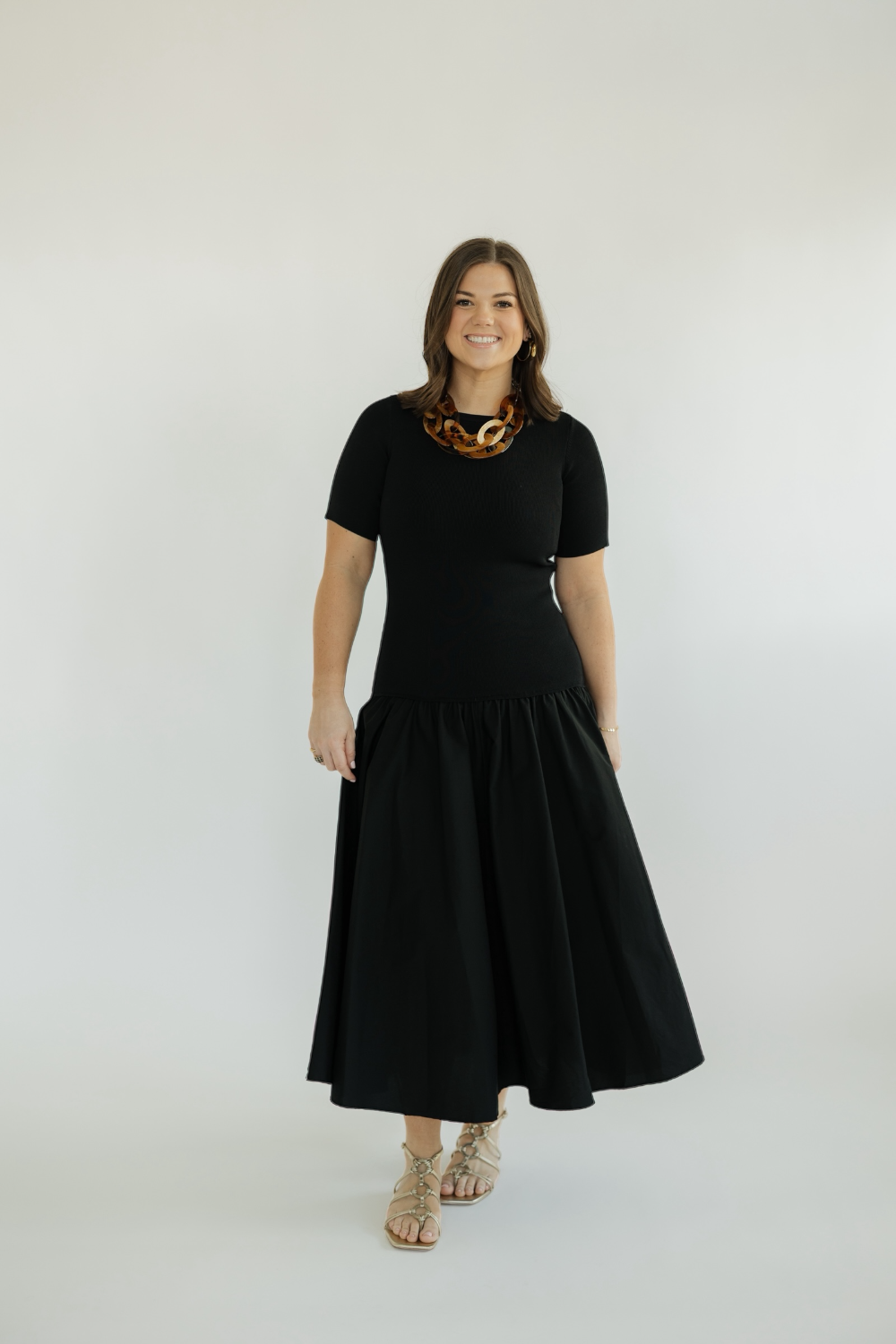 Delilah Black Mixed Media Dress