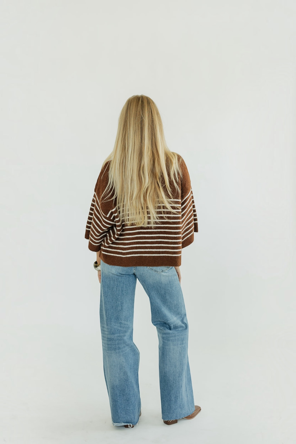 Chocolate Striped Henley Sweater (S-2XL)