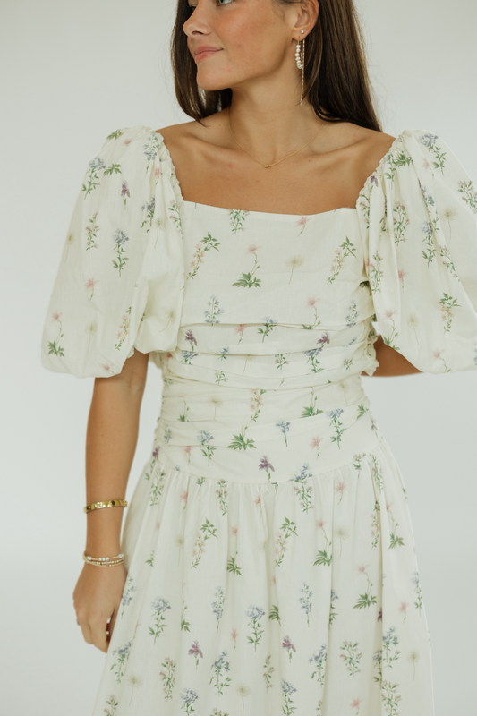 Celeste Shirred Floral Crop Top