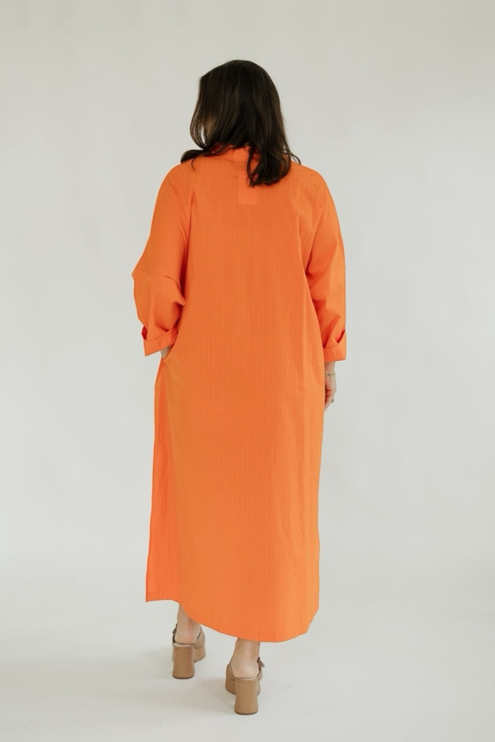 Regan Orange Pinstripe Maxi Dress (S-3XL)