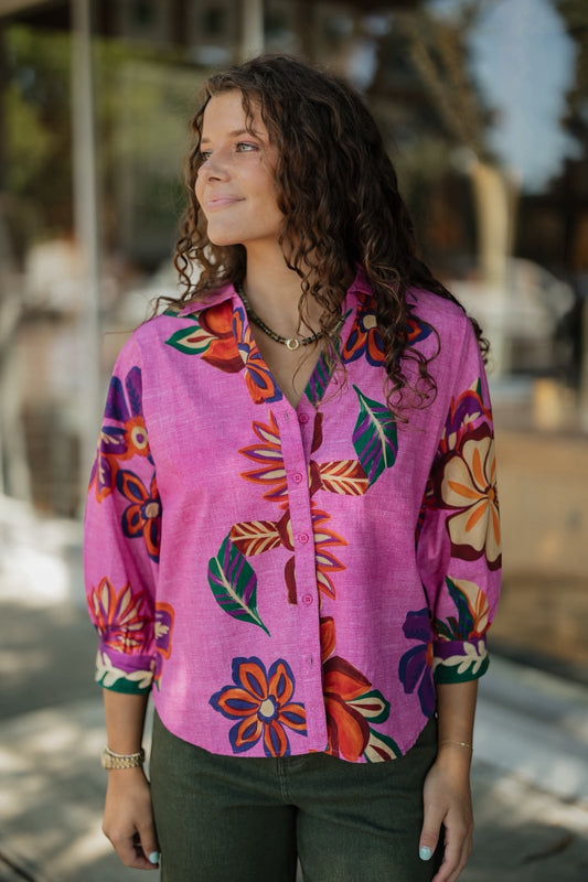 Elsa Mauve Blossoms Top (XS-XL)