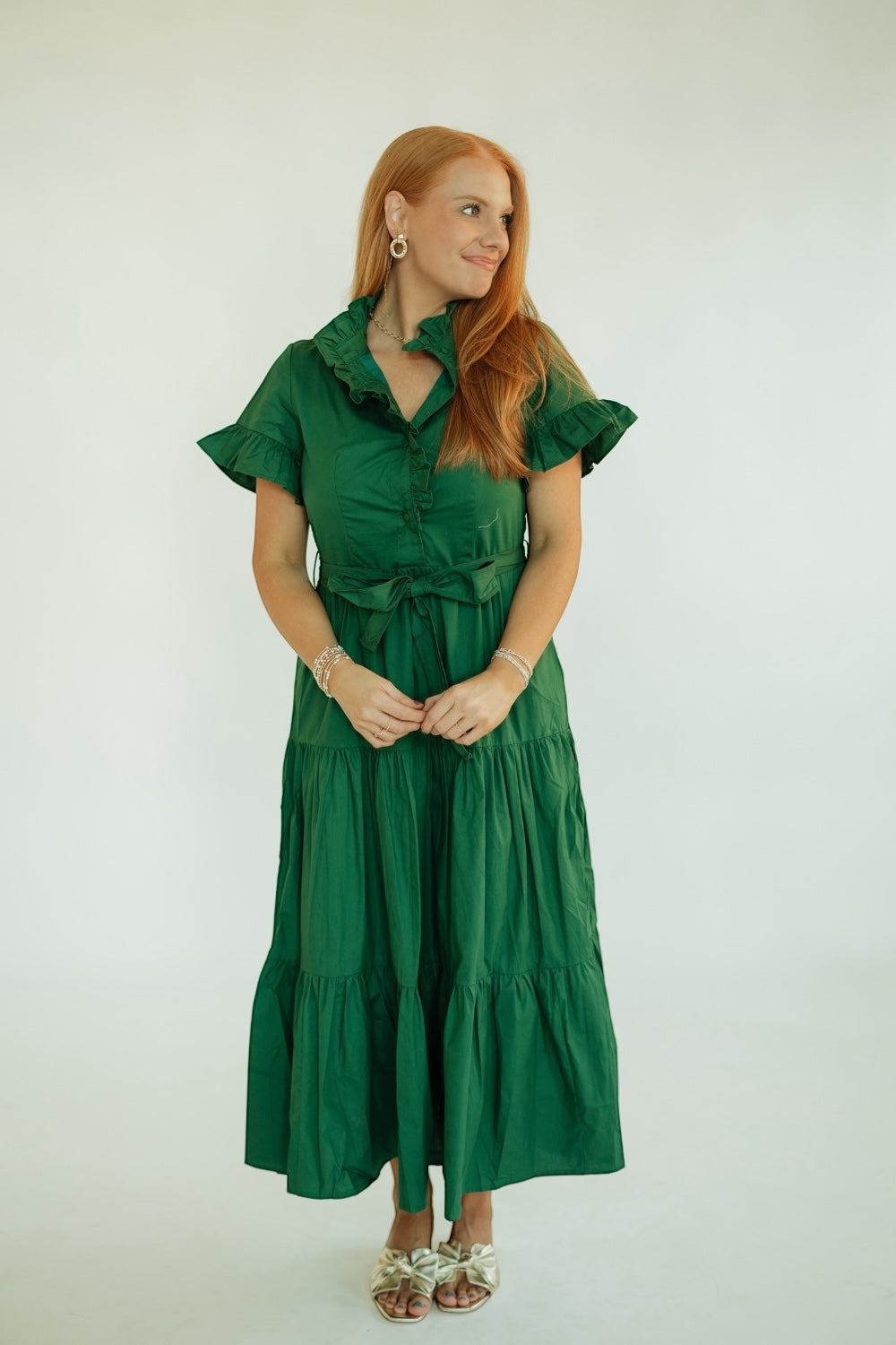 Lena Holiday Green Maxi Dress