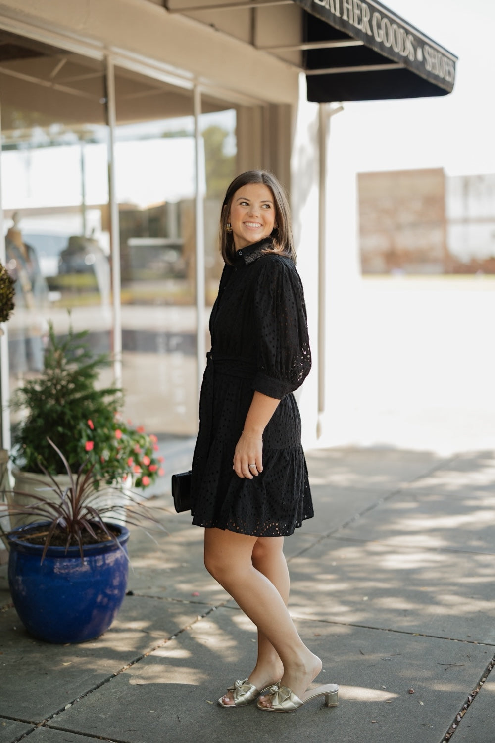 Yara Black Eyelet Mini Dress