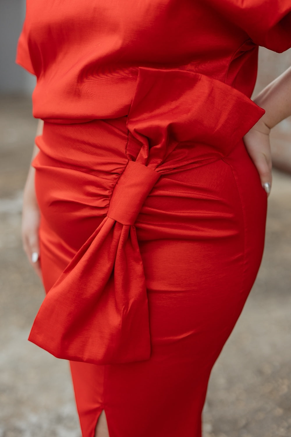 Margot Haute Red Taffeta Bow Skirt (S-3XL)