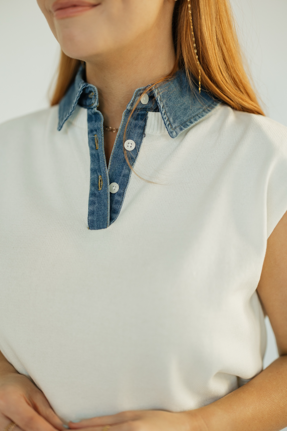 Sally Cap Sleeve Mixed Media Top (XS-XL)