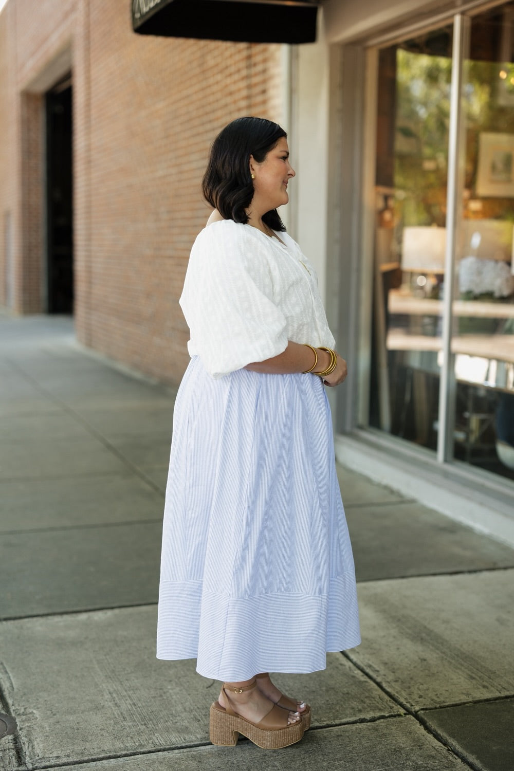 Tatum Solaria Blanc Bubble Hem Top (S-3XL)