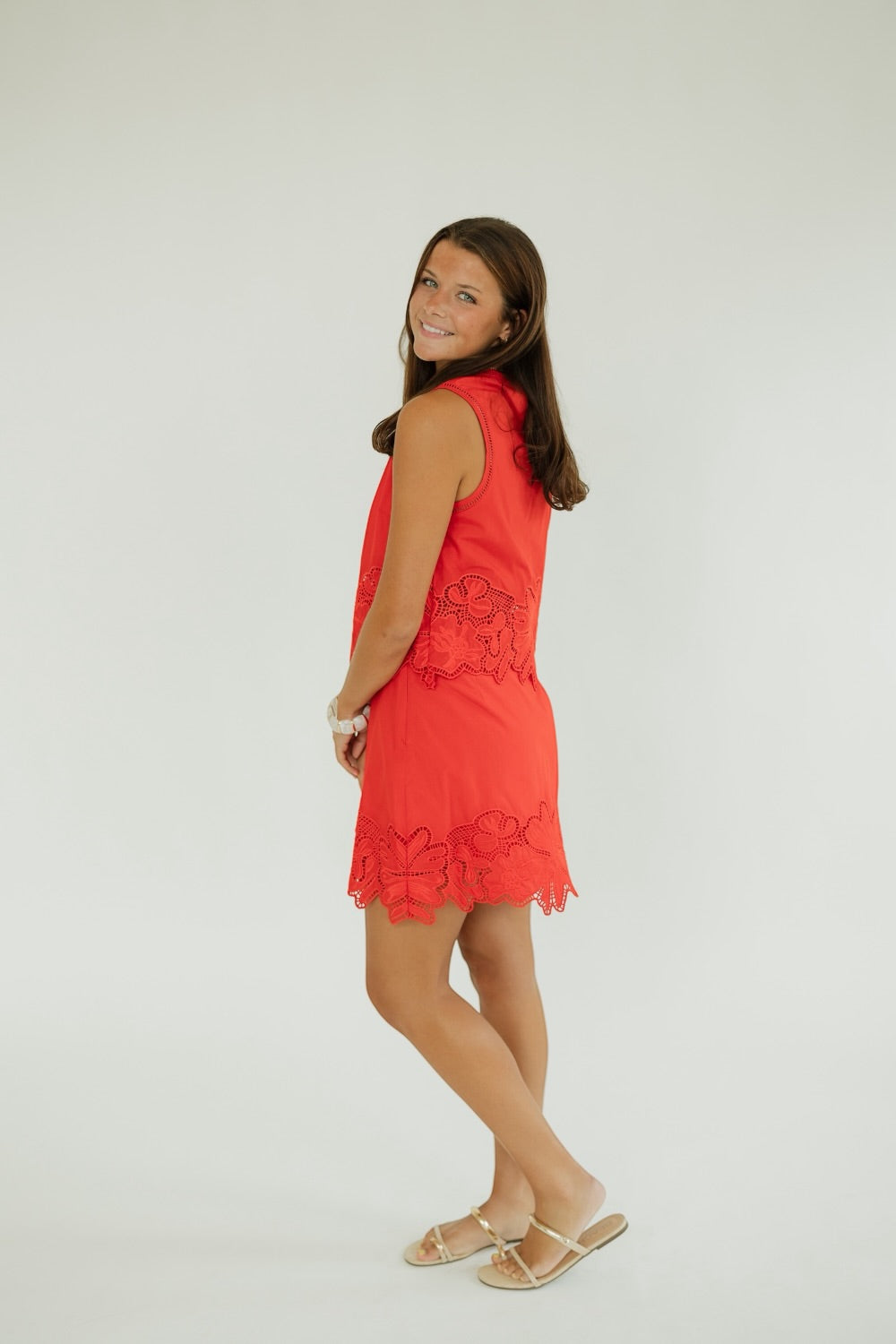 Lina Red Eyelet Mini Skirt