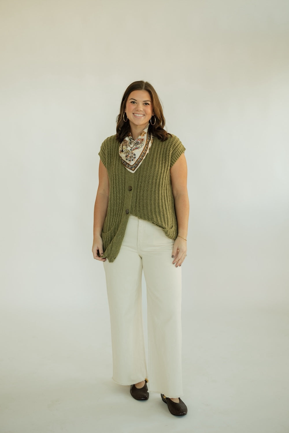 Celia Olive Sleeveless Chunky Sweater (S-3XL)