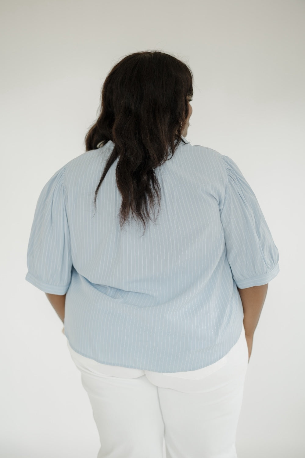 Rhi Striped V-neck Button Up Blouse