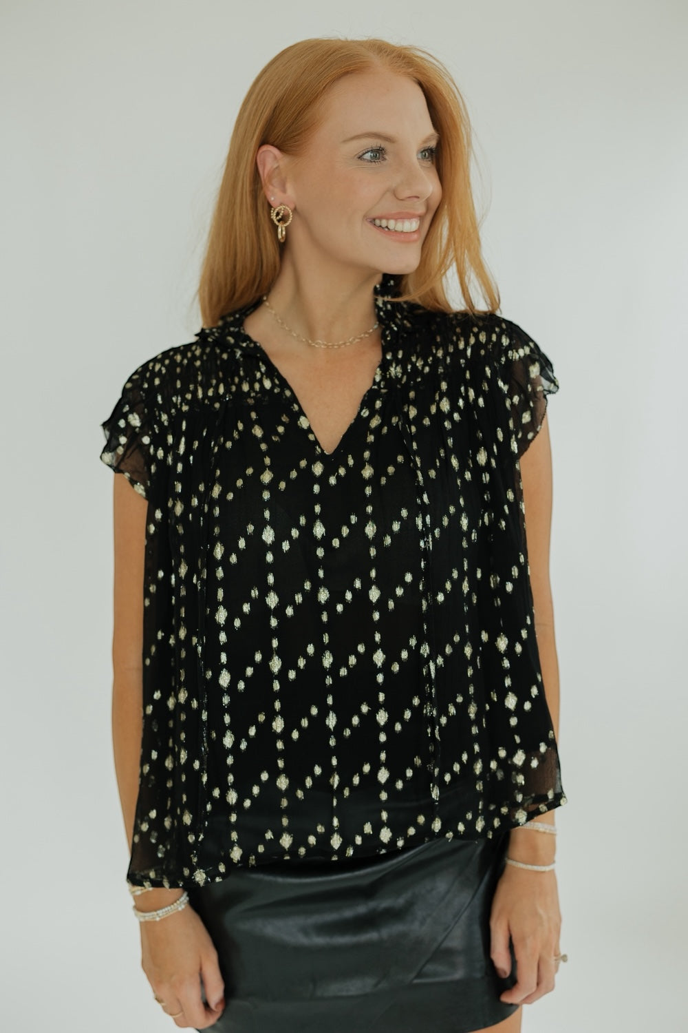 Black Geo Print Sleeveless Top
