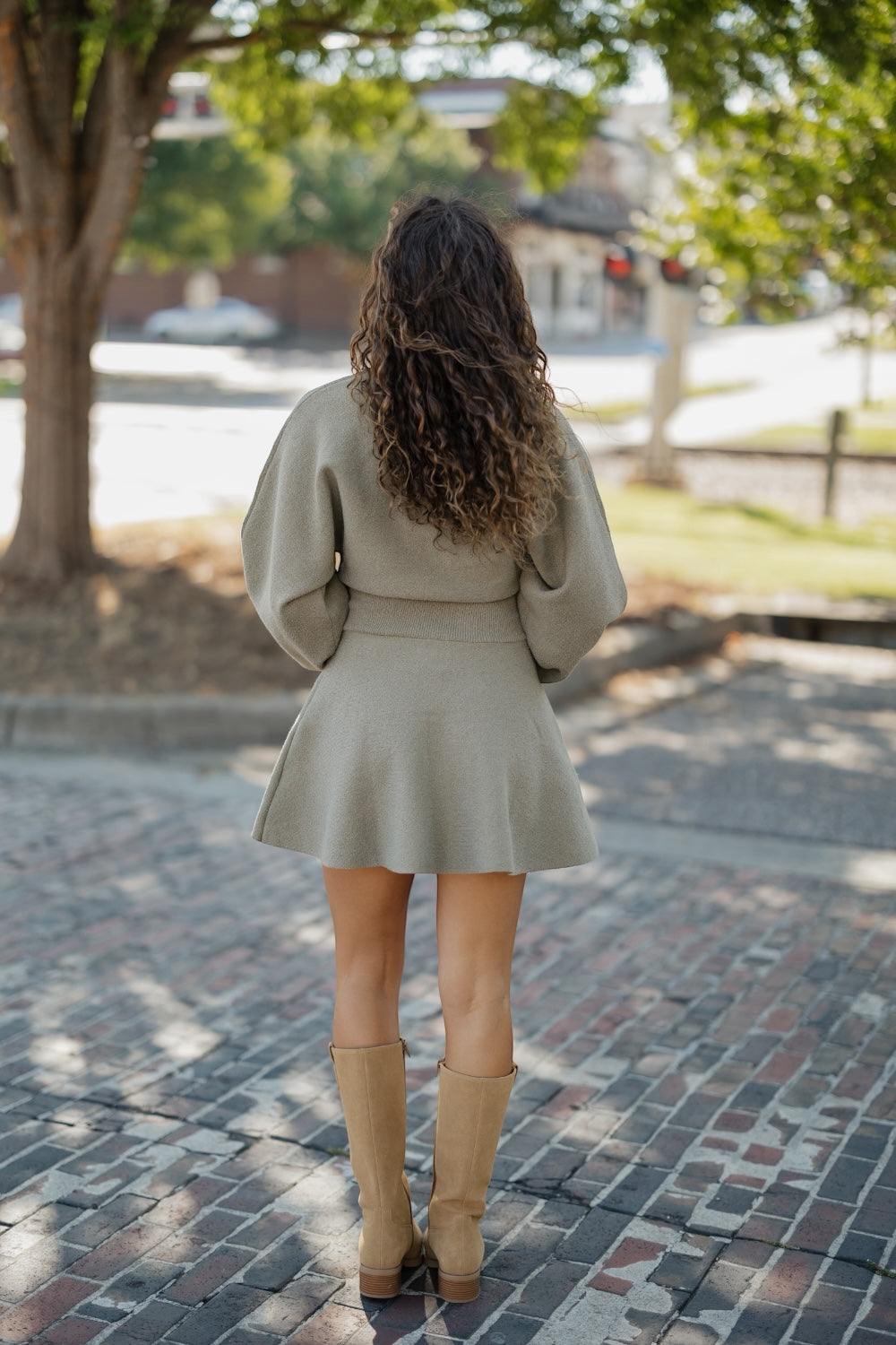 Bev Olive Ballon Sleeve Sweater Dress