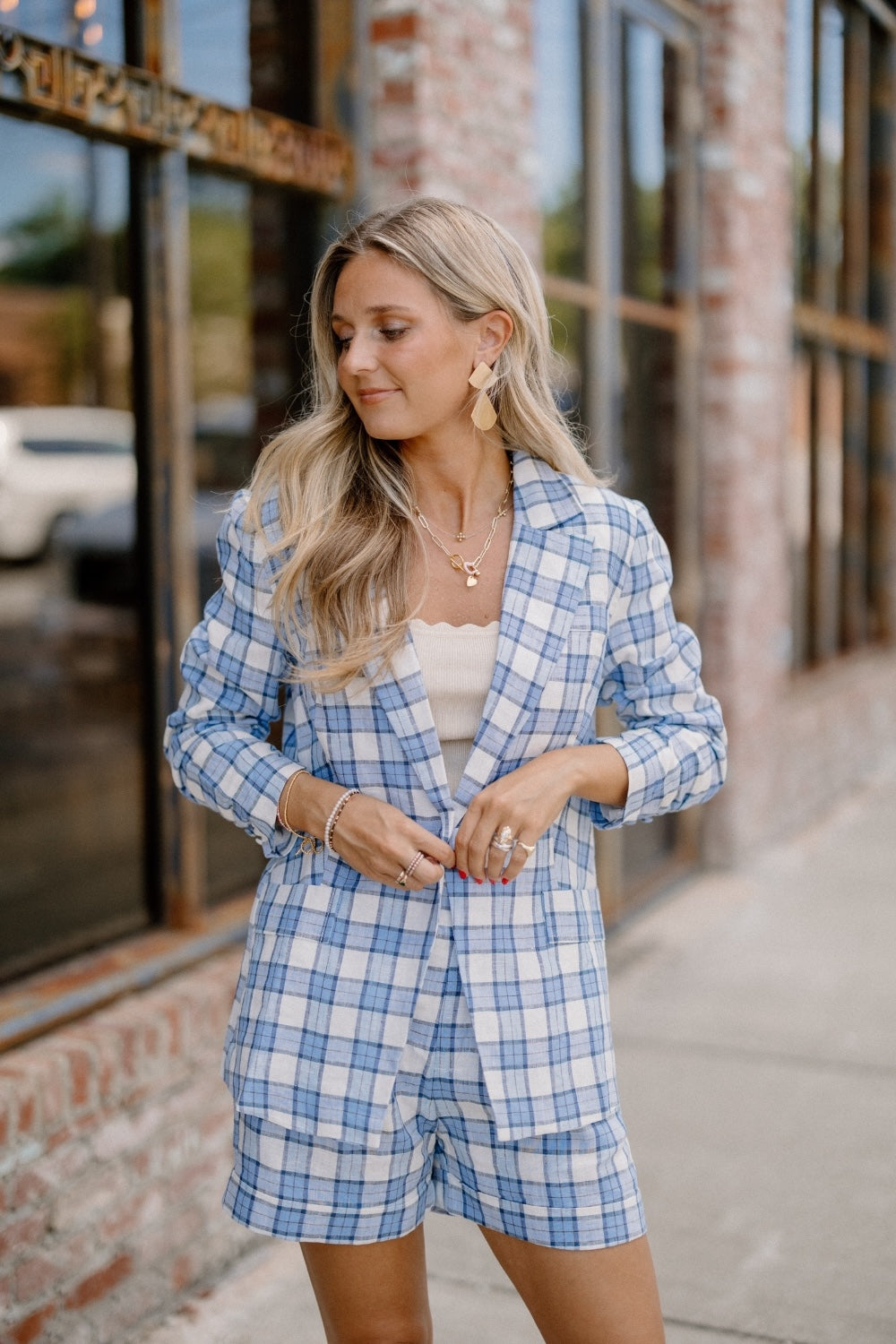 Parker Plaid Linen Blazer