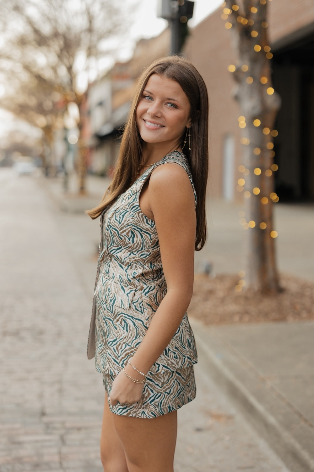 Angeline Zebra Jacquard Romper Set