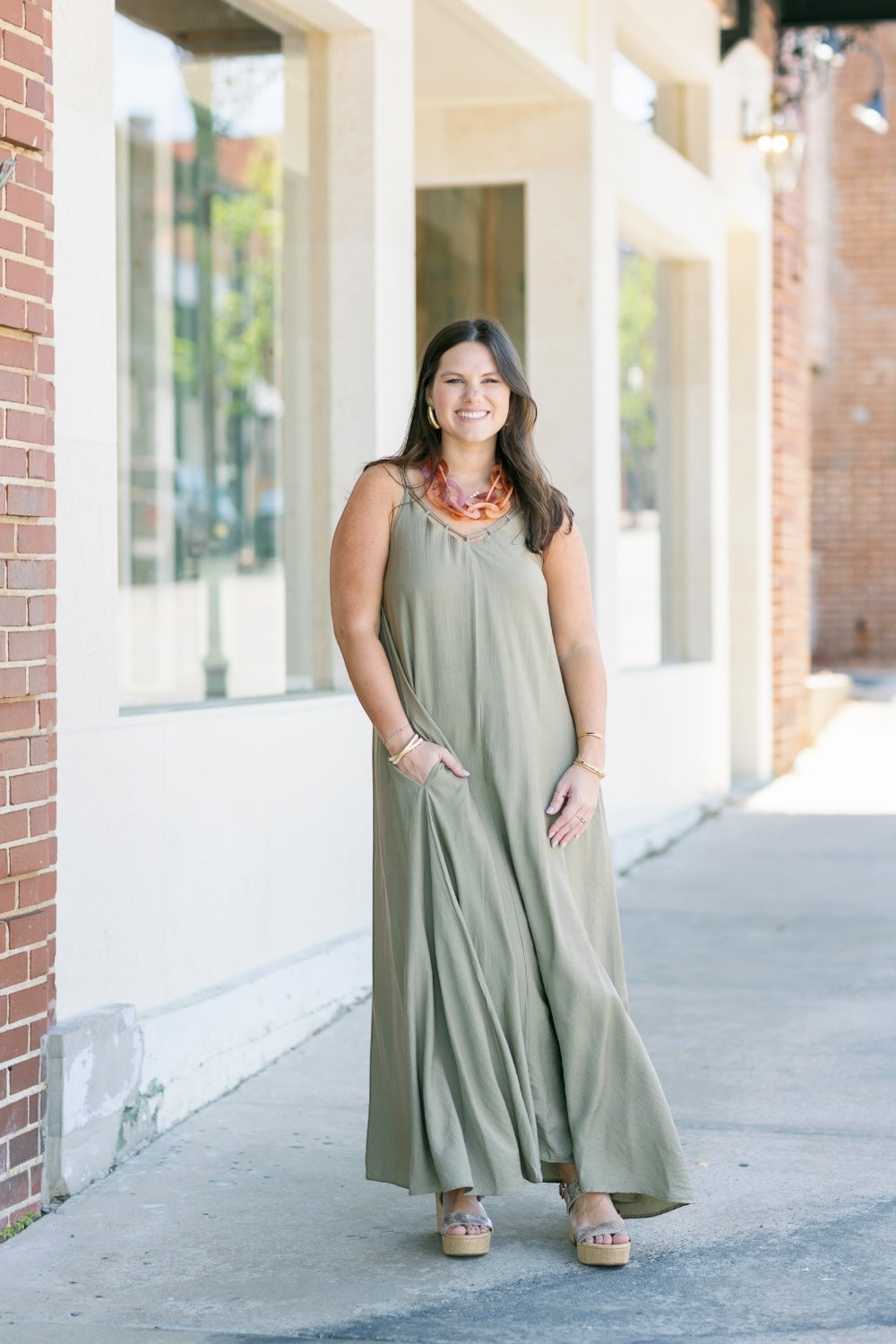 Tanya Taupe Textured Woven Maxi Dress