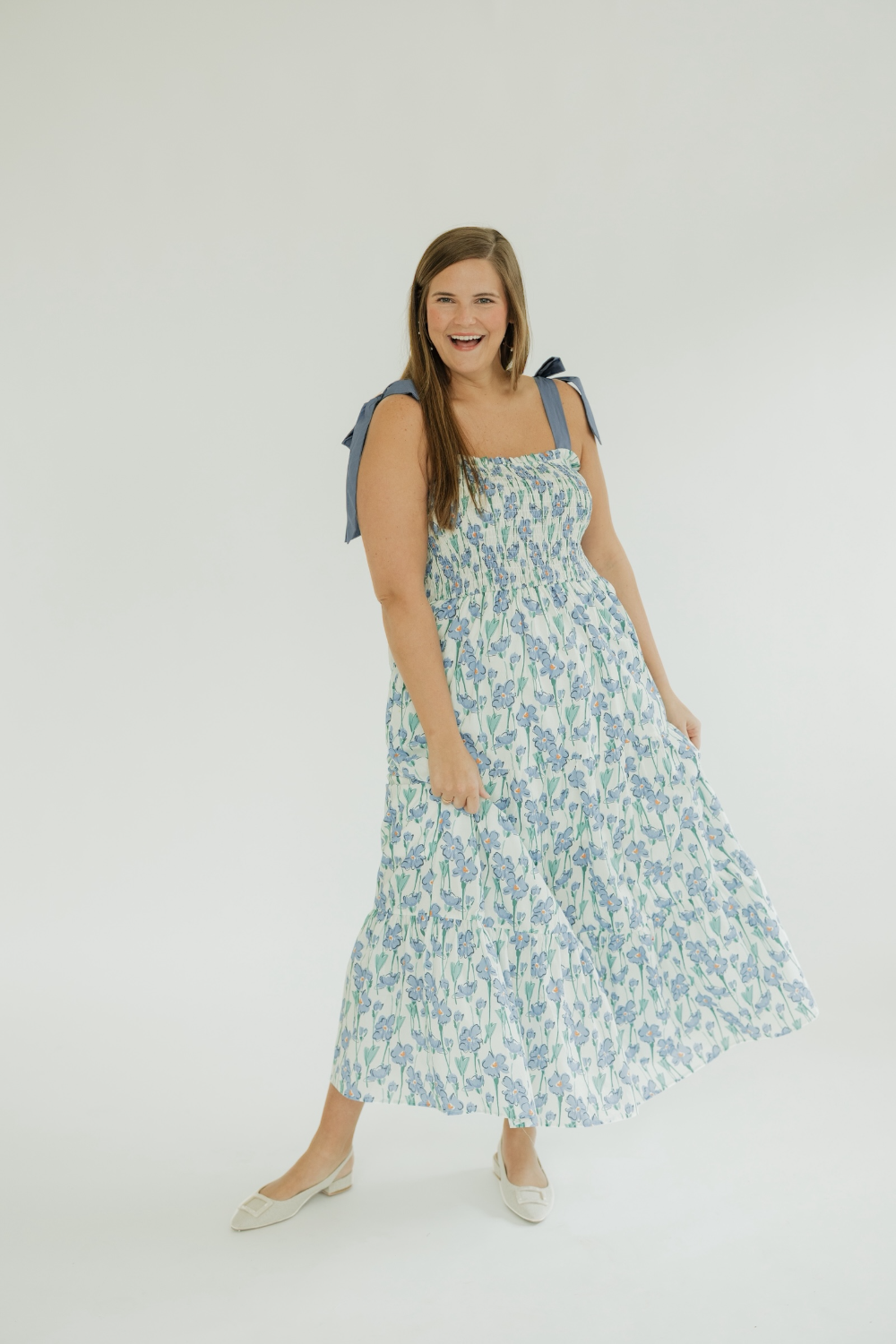Tilly Floral Tie Sleeve Midi Dress (S-2XL)