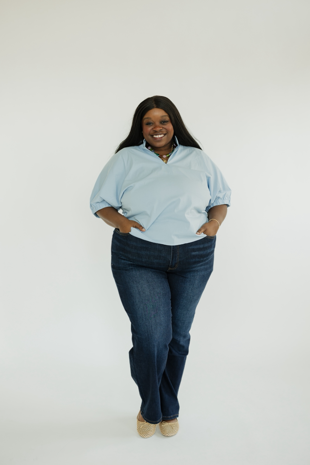 Sheila Chambray Collared Top (S-2XL)