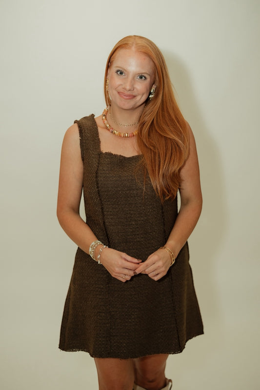 Miranda Mocha Tweed Dress