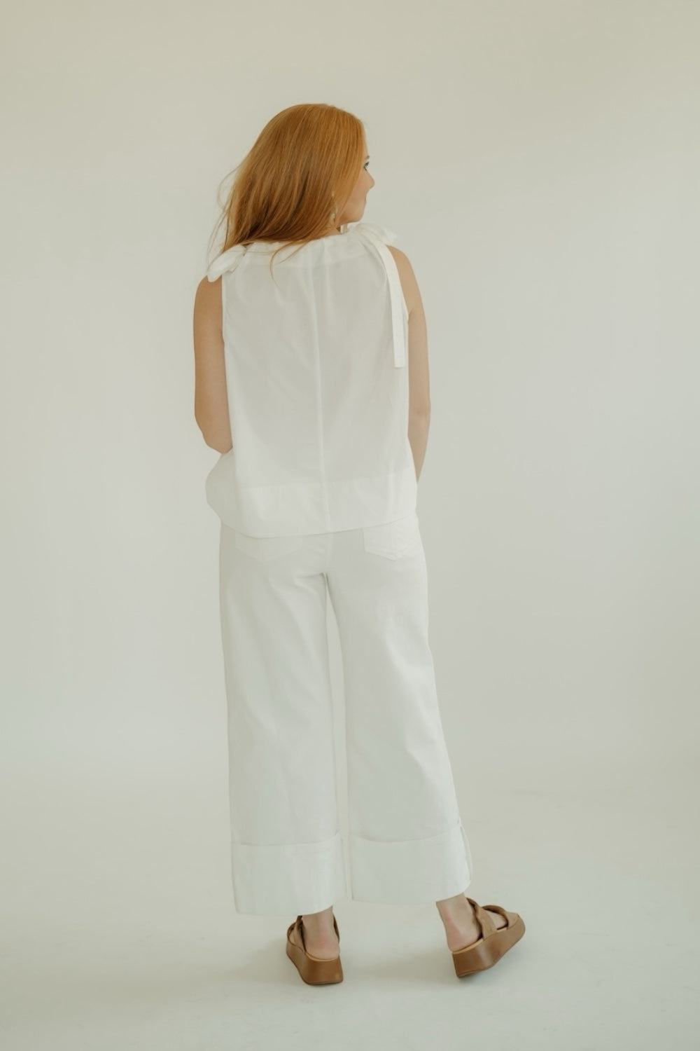 White Tie Neck Blouse