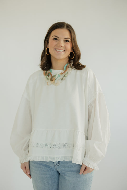 Laci Lace Trim Hem Sweatshirt