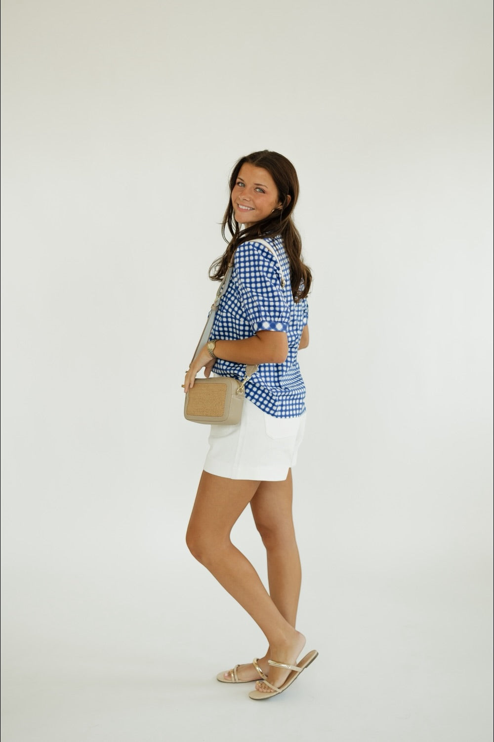 Tricia Top in Blue Gingham