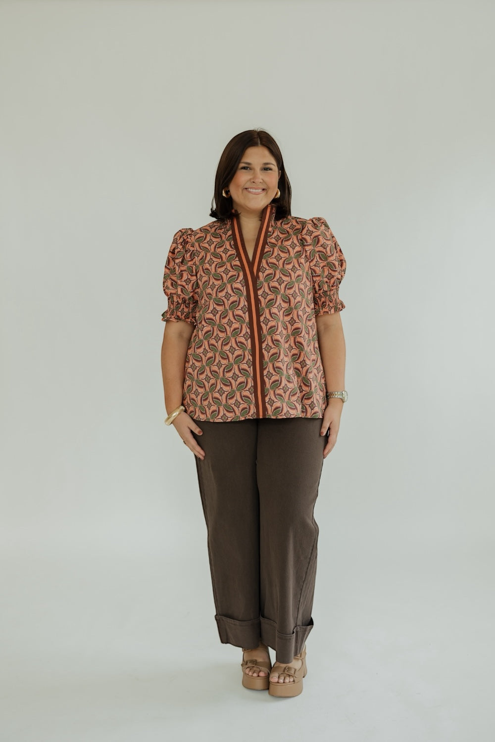 Cota Terra Cotta Print Blouse (S-2XL)