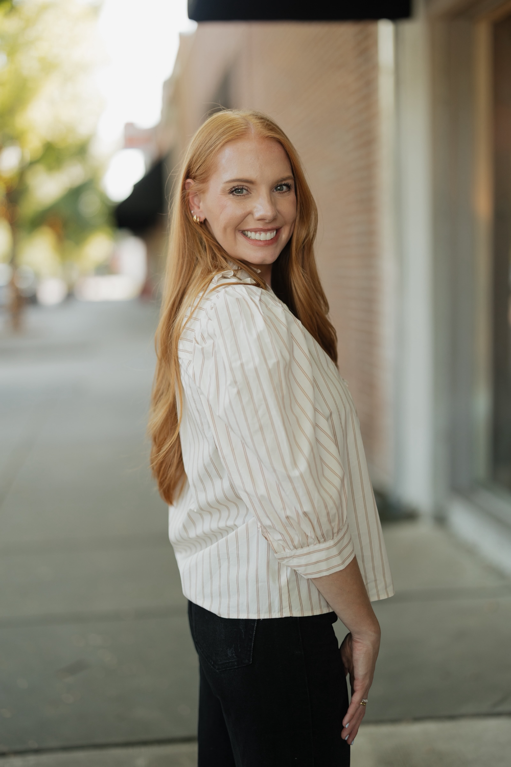 Kenzie Striped Ruffled Collar Blouse