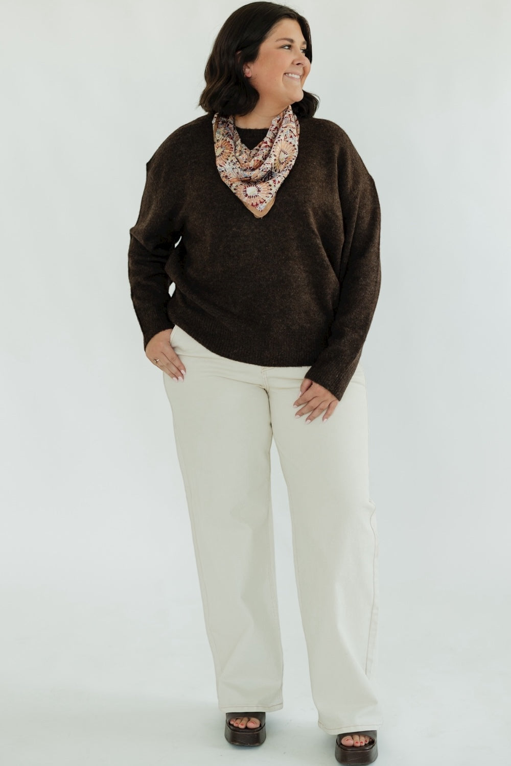 Chocolate Brown Crew Neck Sweater