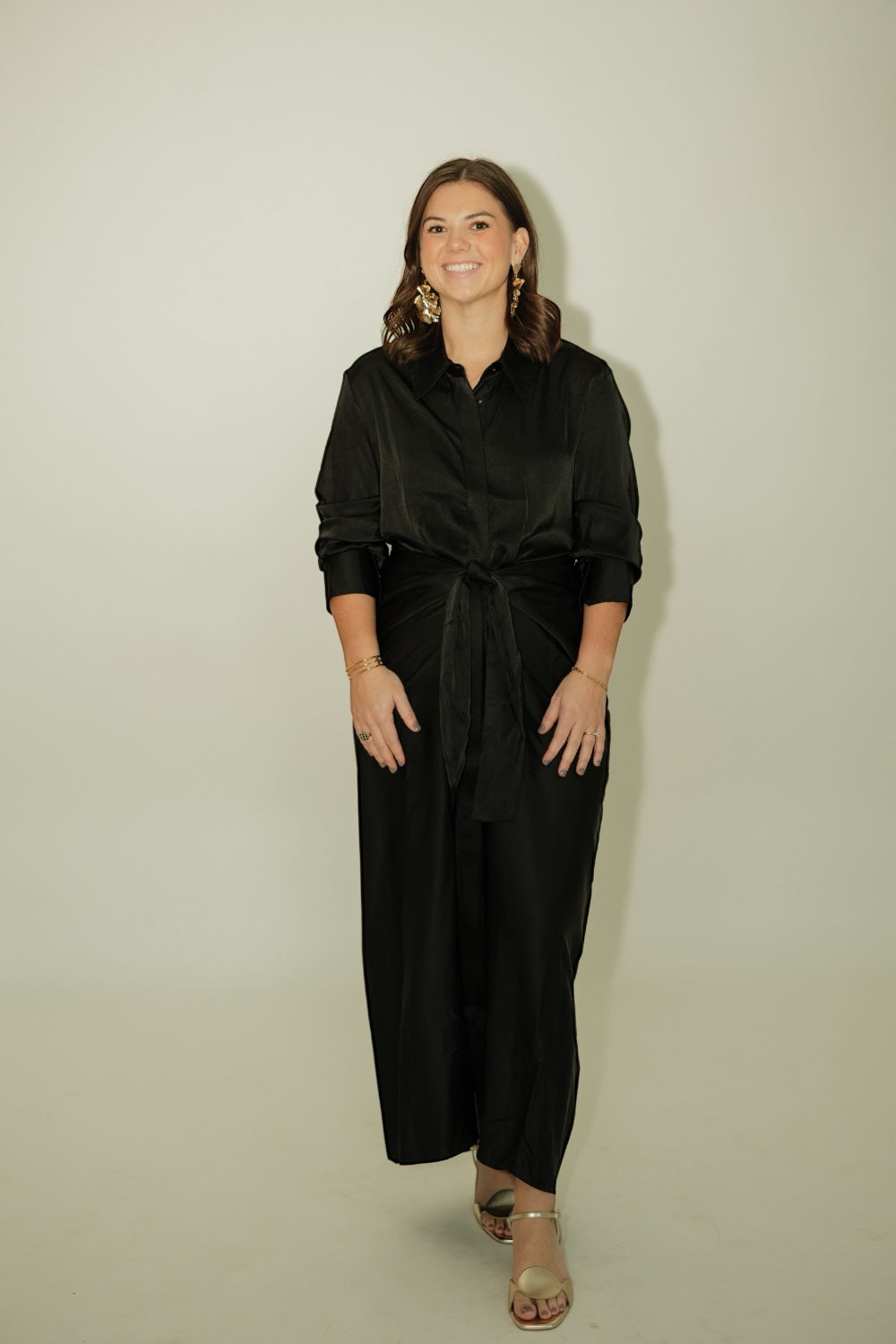 Holiday Black Wrap Front Dress (XS-XL)