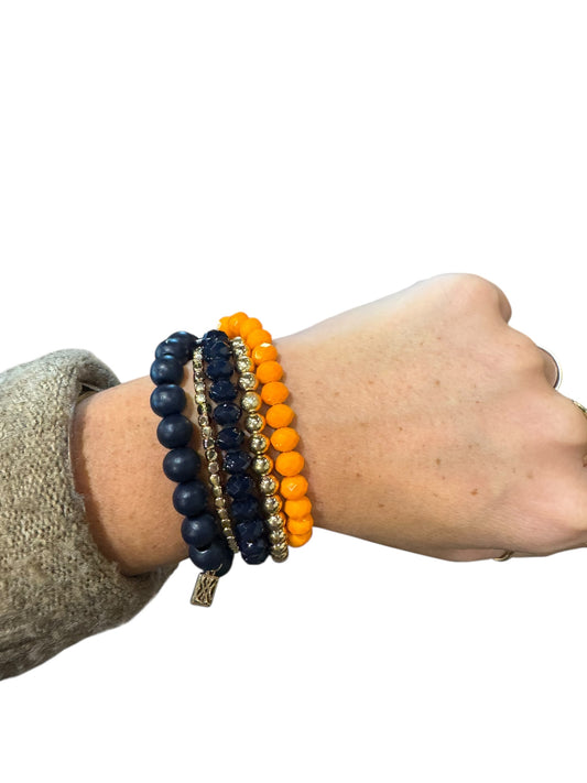 Mandy Navy, Orange, & Gold Bracelet Set