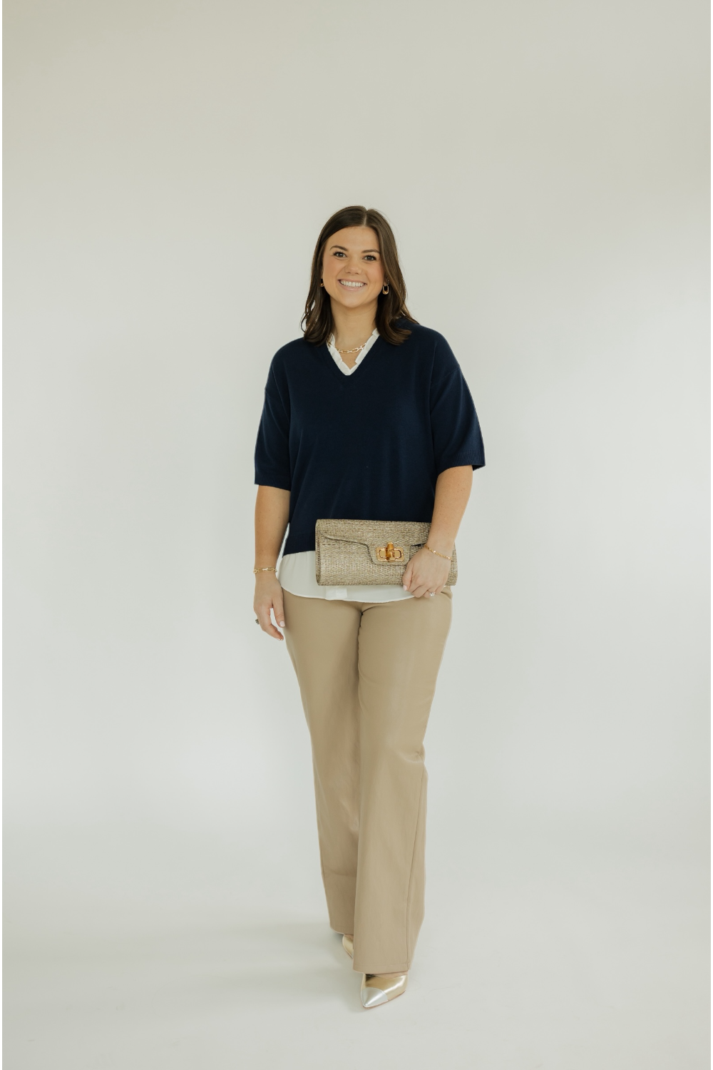 Navy Mixed Media Layered Knot Top