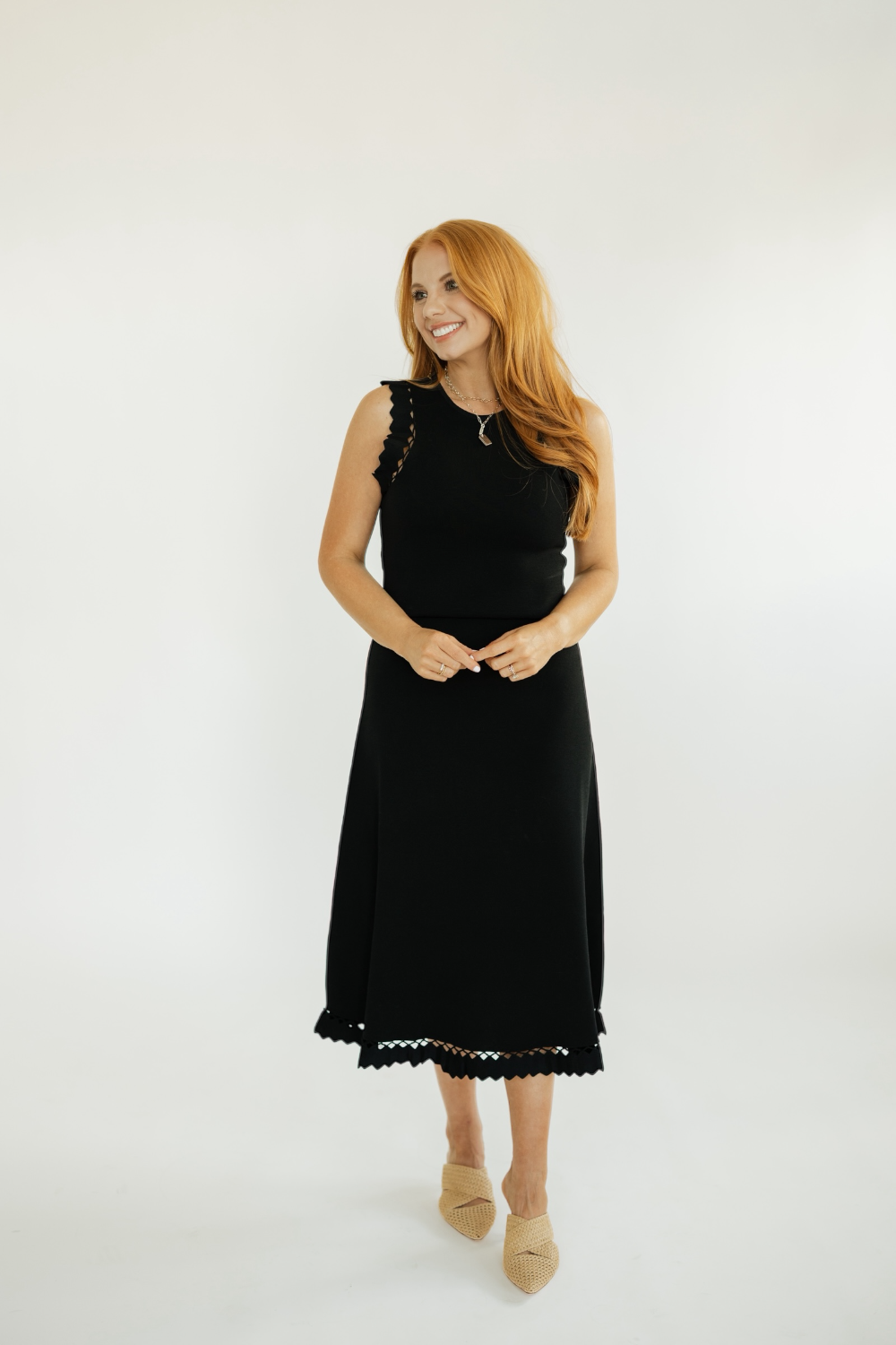 Anna Black Knit Midi Skirt