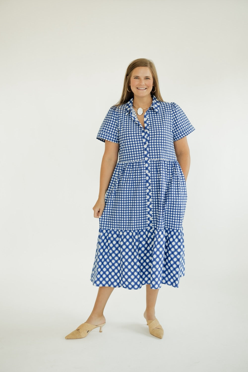 The Jema Dress in Navy Gingham