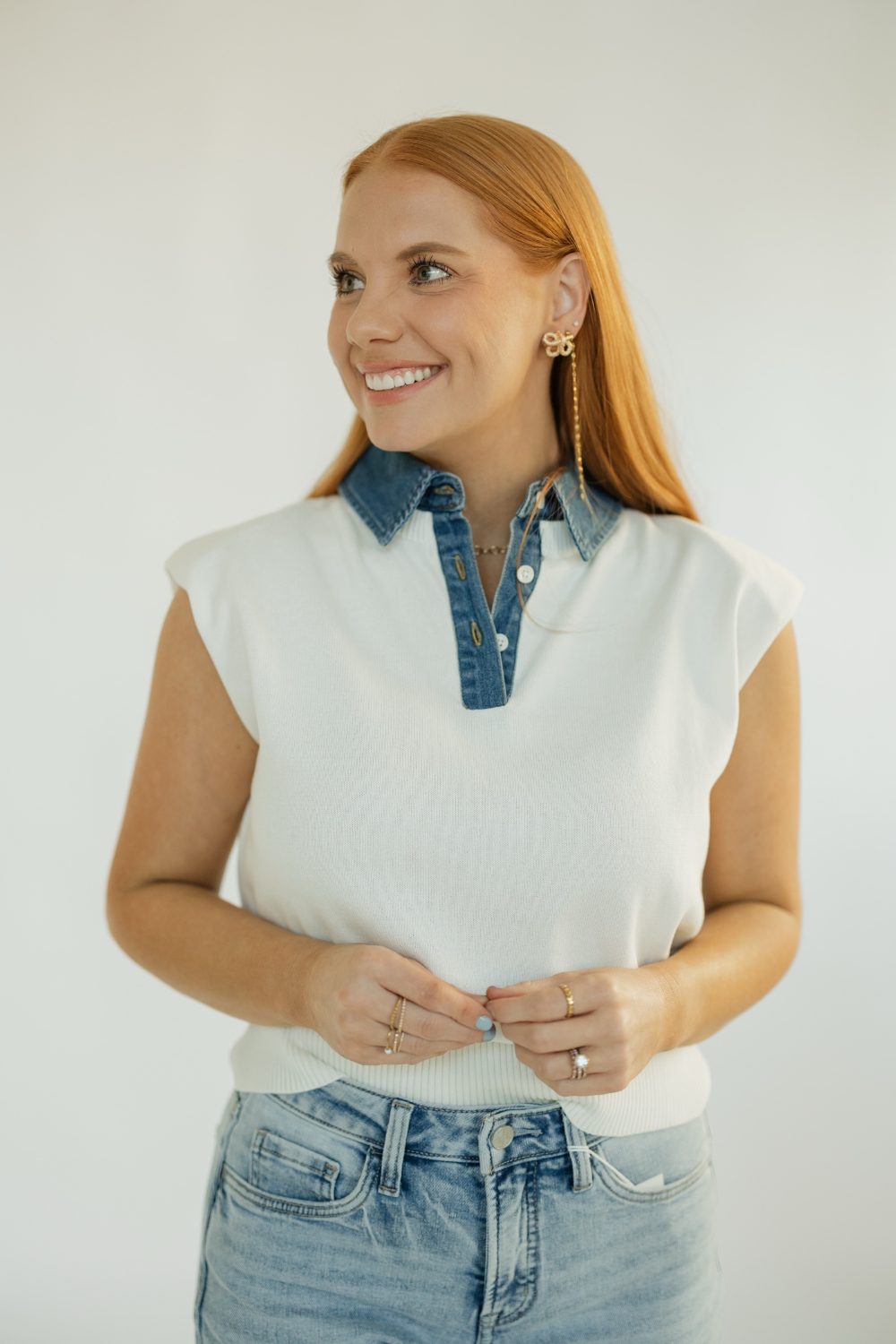 Sally Cap Sleeve Mixed Media Top (XS-XL)