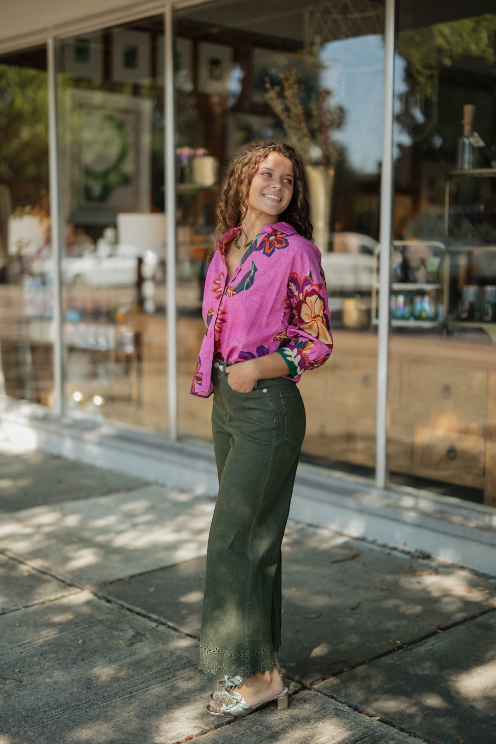 Olive Lace Trim Pants (S-2XL)