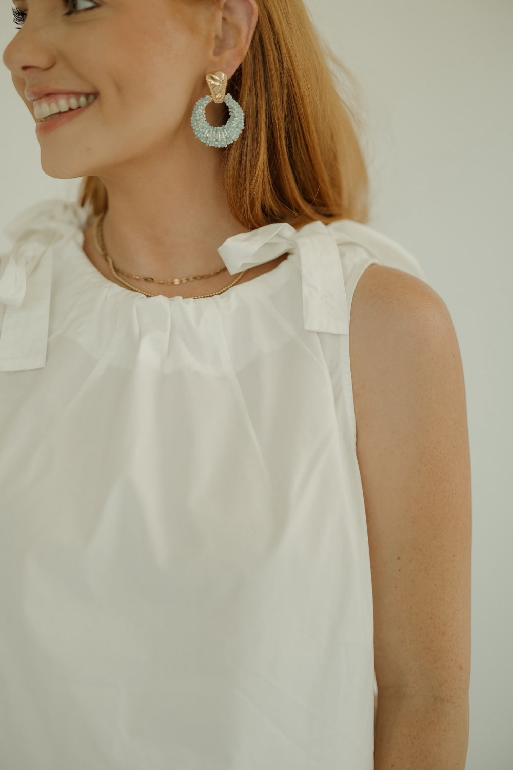 White Tie Neck Blouse