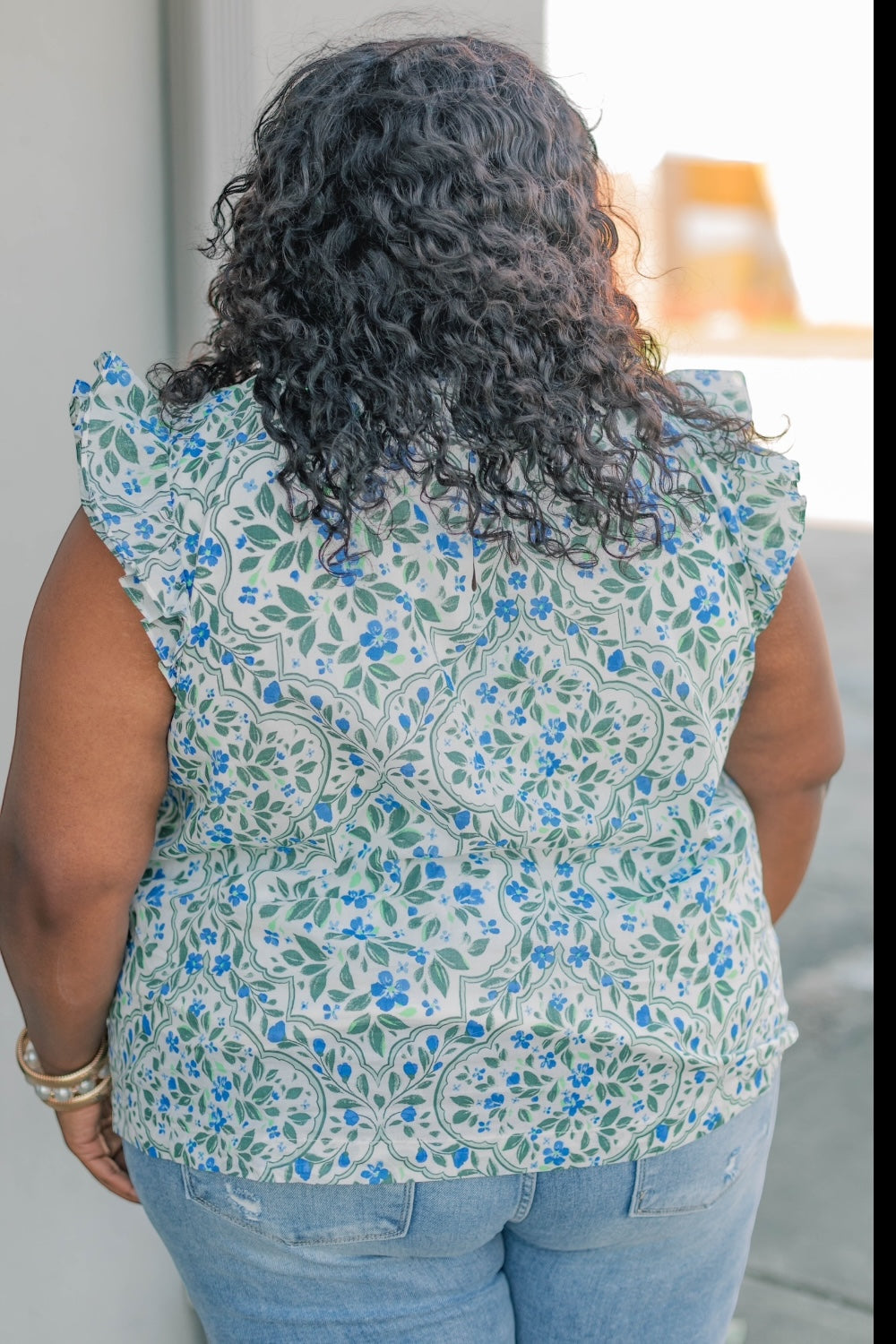 Zoe Hilo Floral Ruffle Top (XS-3XL)