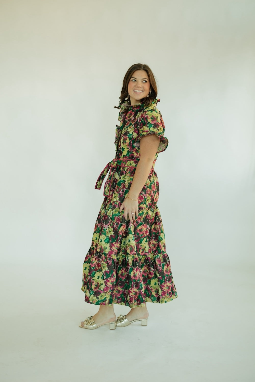 Lena Floral Jacquard Maxi Dress