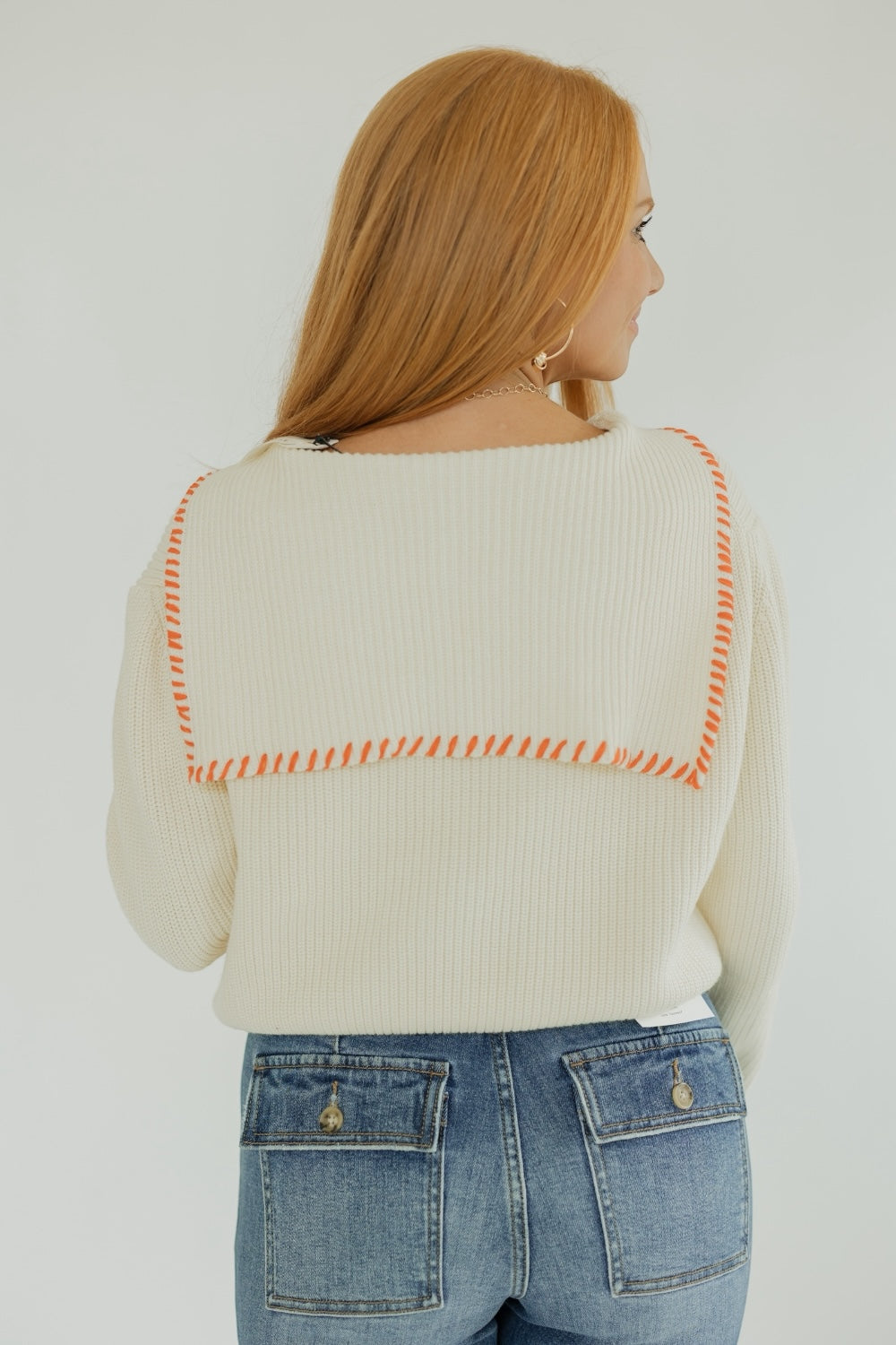 Stella Color Stitch Detail Sailor Collar Cardigan